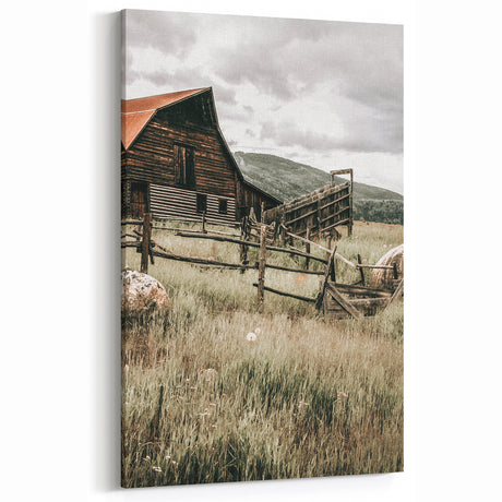 Farmhouse Wall Art: Rustic Barn Scene, Antique Country Style Decor