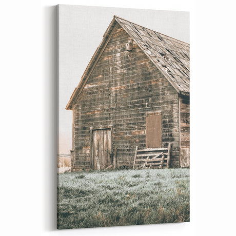 Farmhouse Wall Art: Weathered Barn in Rustic Landscape, Vintage Decor
