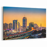 Boston Sunset Cityscape – Massachusetts Skyline and Bridge Wall Art