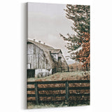 Farmhouse Wall Art: Weathered Barn and Autumn Tree, Rustic Country Decor