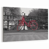 Amsterdam Art Prints - Red Bicycle on Canal Bridge Amsterdam Photography