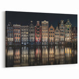 Amsterdam Canals Art - Night Reflection of Historic Houses Amsterdam Prints