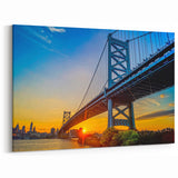 Modern Philadelphia Cityscape Art - Ben Franklin Bridge at Sunset