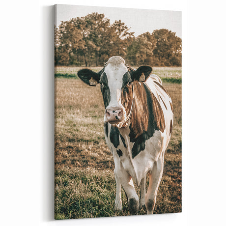 Farmhouse Wall Art | Rustic Cow in Pasture | Vintage Country Style Decor