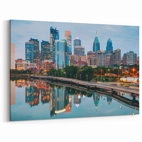 Custom Philadelphia Canvas Art - Skyline Reflection on Water Print
