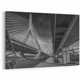 Boston Zakim Bridge Black and White – Massachusetts Cityscape Wall Art