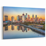 Framed Philadelphia Photography - Skyline and River at Sunset Art