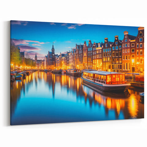 Amsterdam Scenic Prints - Glowing Canals and Reflections Amsterdam Wall Art