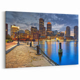 Boston Waterfront City Lights – Massachusetts Harbor Skyline Wall Art