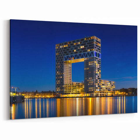 Amsterdam Photography Prints - Modern Architecture Over Water at Night