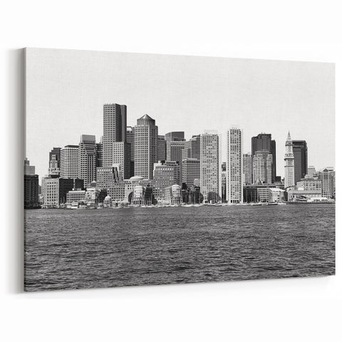 Boston Skyline Black and White – Massachusetts Cityscape Wall Art Print