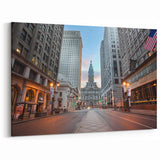 Historic Philadelphia Art Prints - Morning View of City Hall Street Scene