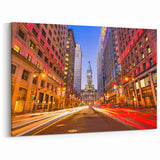 Modern Philadelphia Cityscape Art - Vibrant City Hall Night Scene