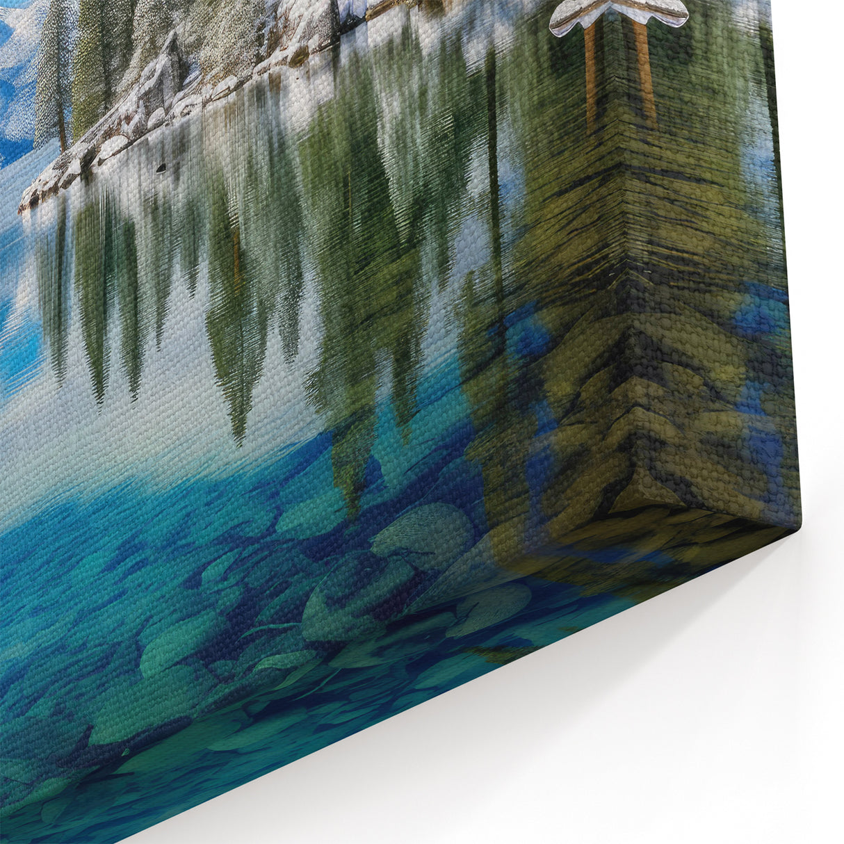 Winter Wonderland Lake Tahoe Art - Snow Covered Pines with Reflections Canvas Prints