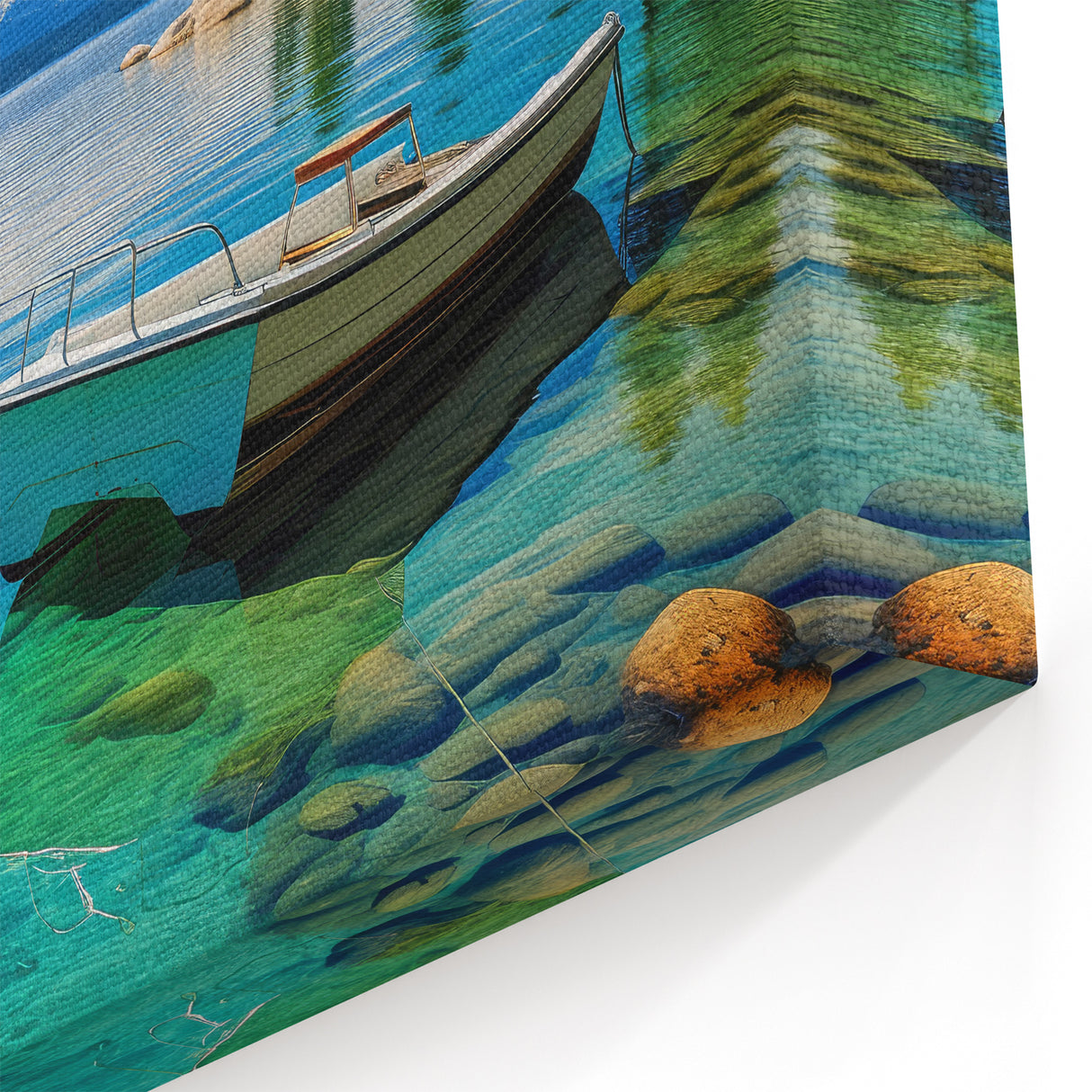Crystal Waters Boat Art - Lake Tahoe Calm Reflections Canvas Prints