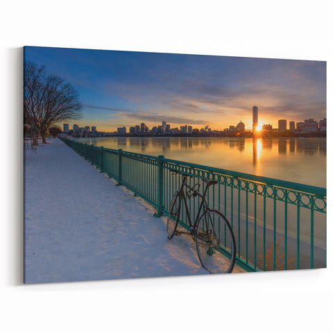 Boston Sunrise Winter Scene – Massachusetts Waterfront Wall Art Print