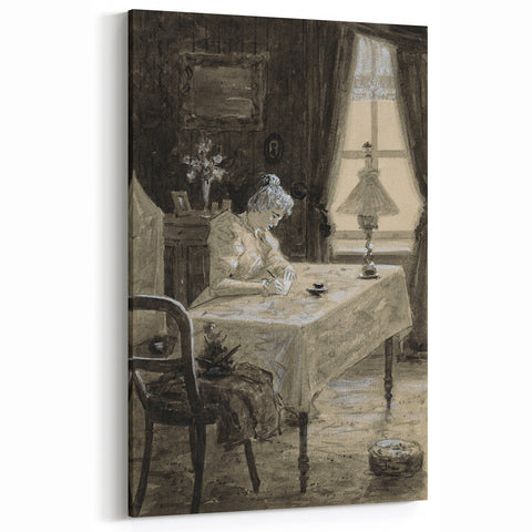 Dark Academia Wall Art - Atmospheric Writing Scene for Moody Decor