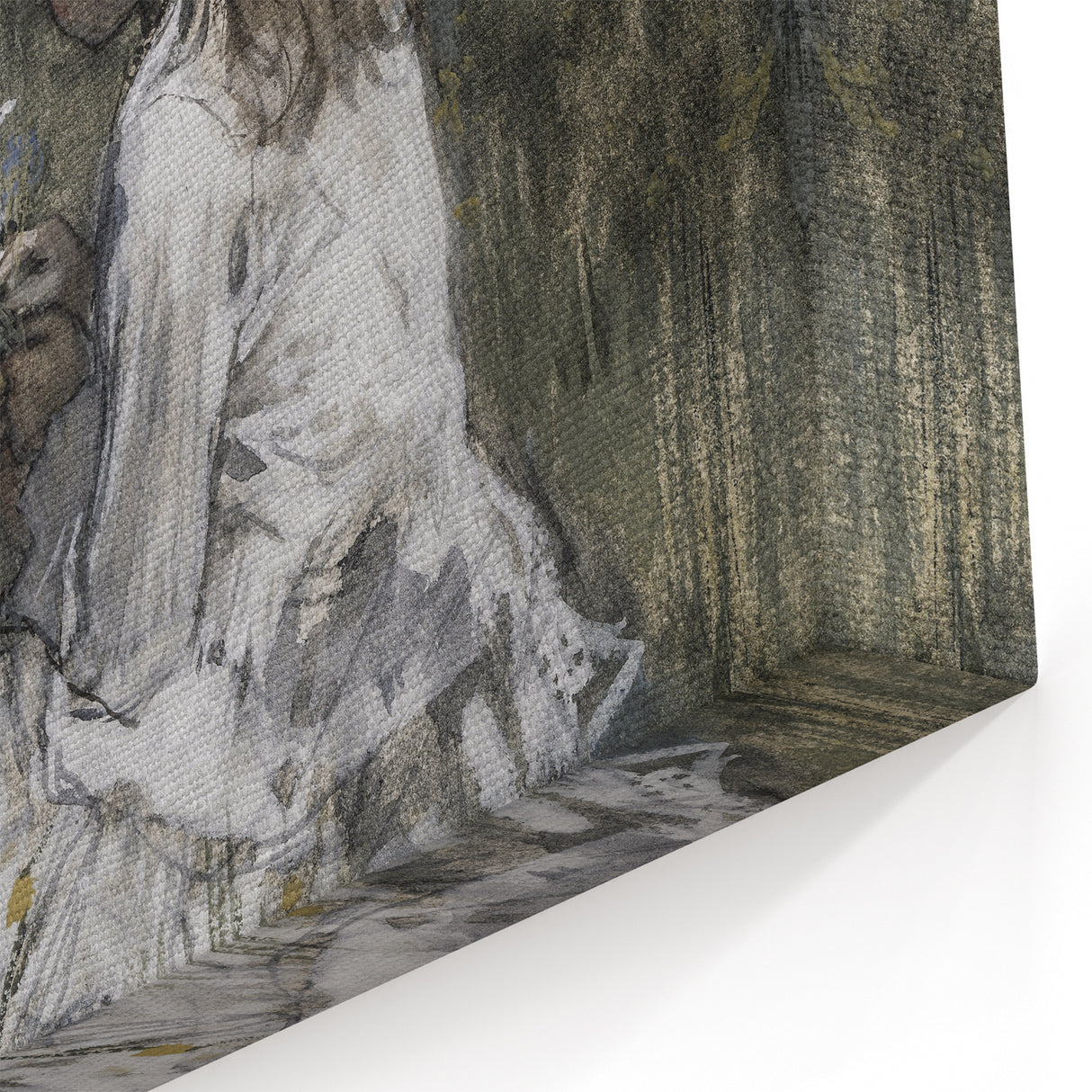 Dark Academia Wall Art - Thoughtful Girl with Flowers for Moody Decor
