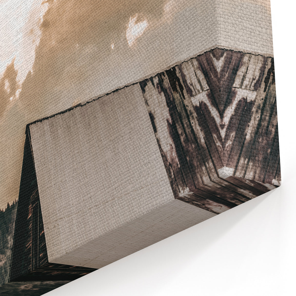 Vintage Farmhouse Print - Rustic Barn with Sunlit Clouds and Silo