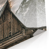 Country Farmhouse Wall Art - Rustic Barn with Majestic Mountain Backdrop