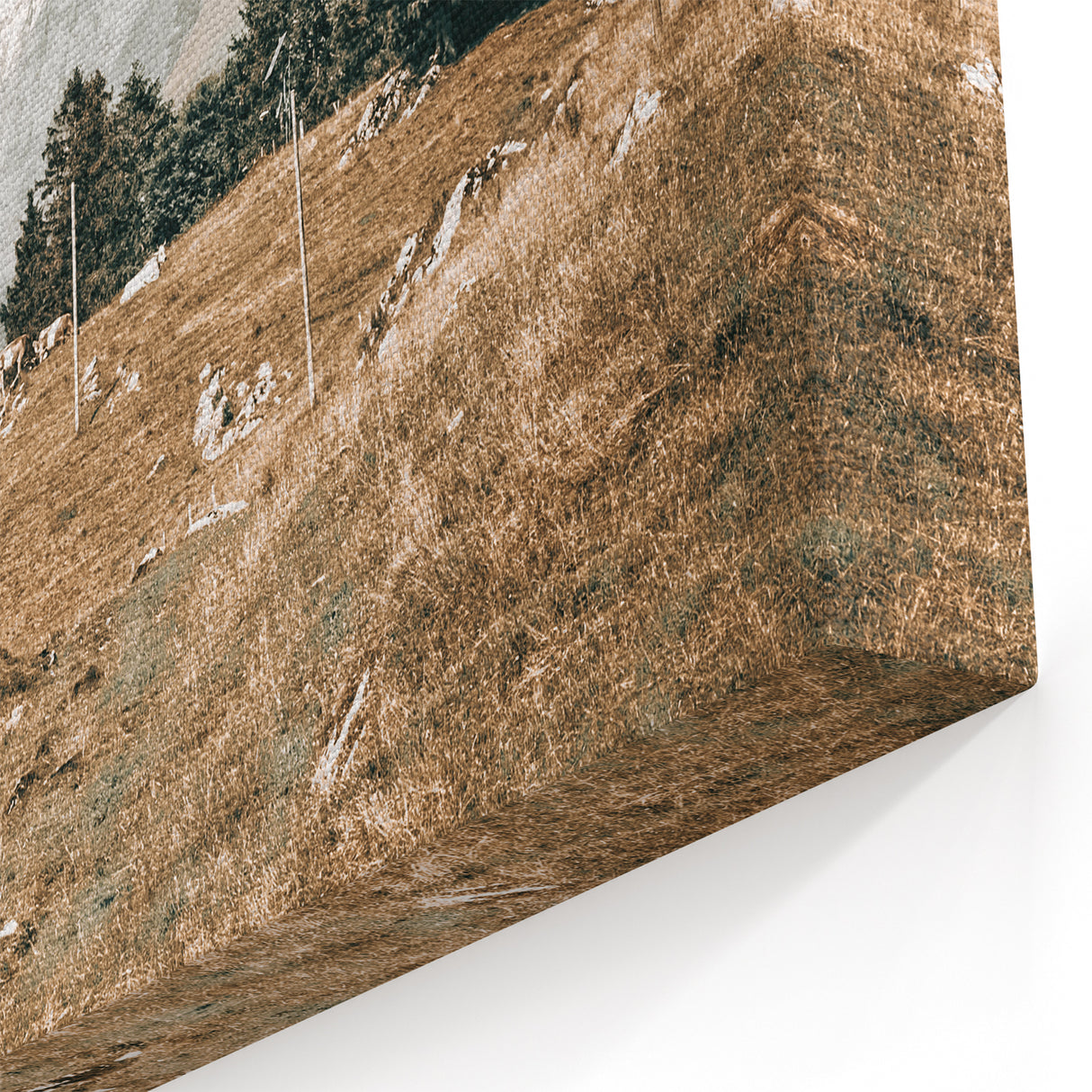Farmhouse Wall Art - Cozy Cabin in Scenic Mountain Landscape for Decor