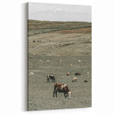 Farmhouse Wall Art - Rolling Hills with Grazing Cattle for Rustic Decor