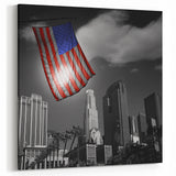 Los Angeles Skyline Art - Iconic LA Cityscape with American Flag