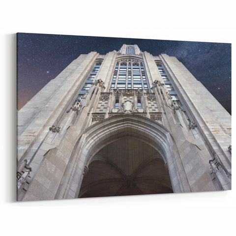 Modern Pittsburgh Cityscape Art – Gothic Architecture Night Canvas Print