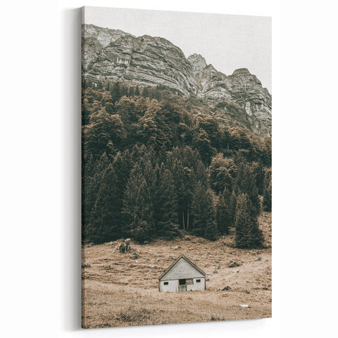 Farmhouse Wall Art - Secluded Cabin in Mountain Forest for Rustic Decor