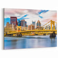 Pittsburgh Skyline Wall Art – Cityscape with Iconic Yellow Bridge Print