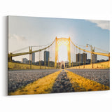 Pittsburgh Landmarks Canvas Prints – Sunset on Iconic Yellow Bridge Art