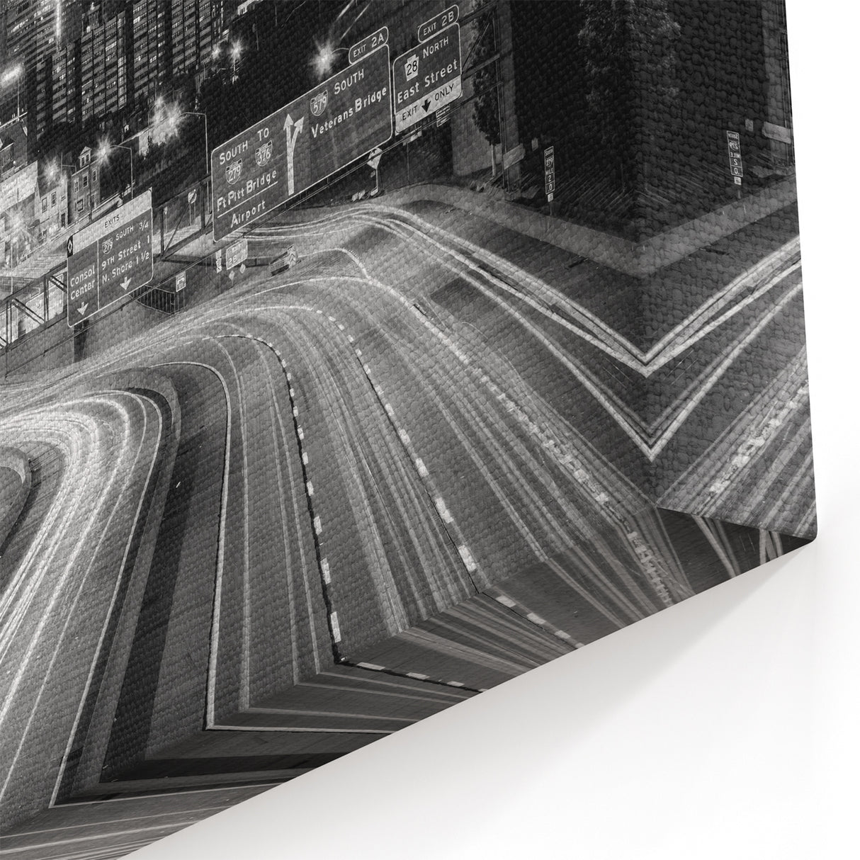 Vintage Map of Pittsburgh Prints – Black and White Cityscape at Night