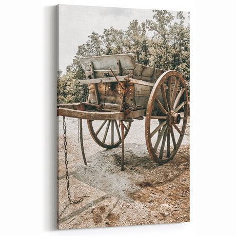 Vintage Wooden Wagon Wall Art | Rustic Farmhouse Country Style Decor