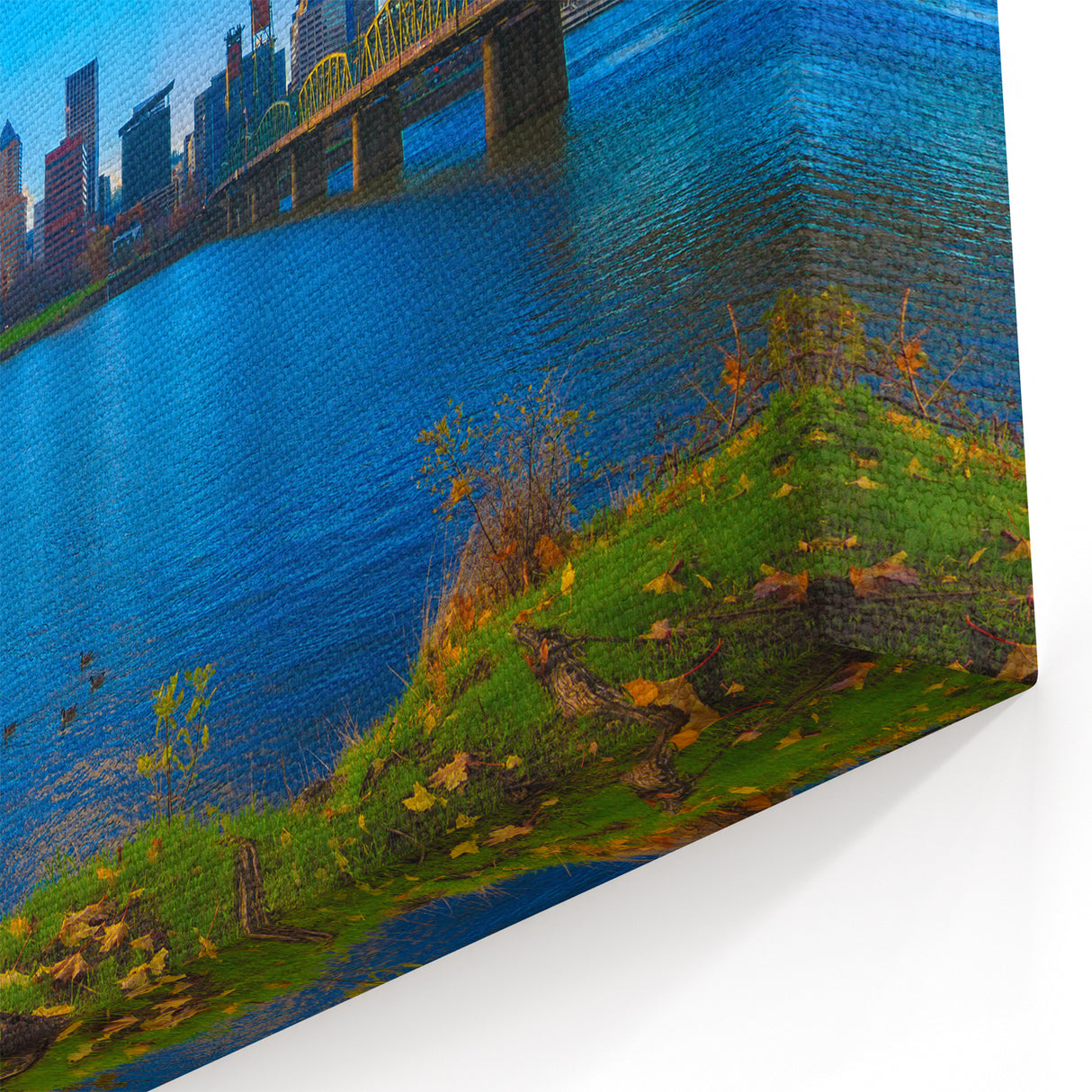 Scenic Rolled Canvas Prints of Portland - Fall Foliage with City Skyline