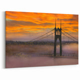 Artistic Portland Oregon Prints - St. Johns Bridge at Sunset with Mt. Hood