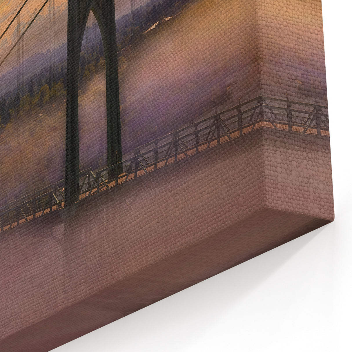 Artistic Portland Oregon Prints - St. Johns Bridge at Sunset with Mt. Hood