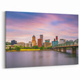 Portland Oregon Canvas Art of Skyline and Bridge – Customizable Wall Print