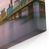 Portland Oregon Canvas Art of Skyline and Bridge – Customizable Wall Print