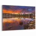 Framed Portland Skyline Prints – Sunset Reflection Over River