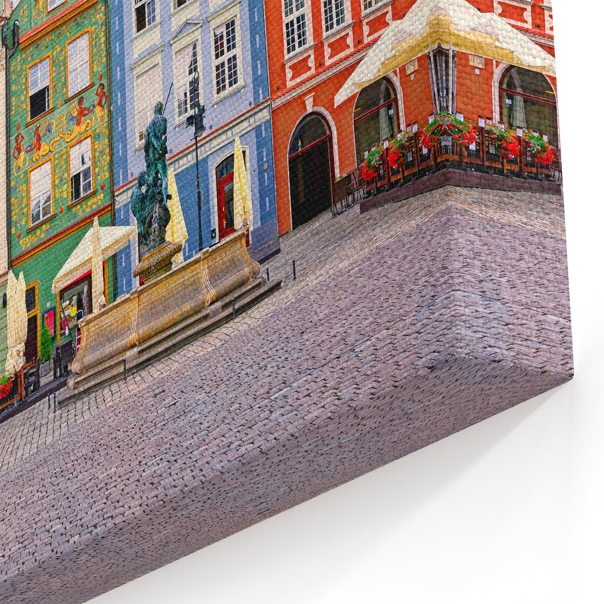 Poland Canvas Art - Vibrant Townhouses in Poznań Old Market Square