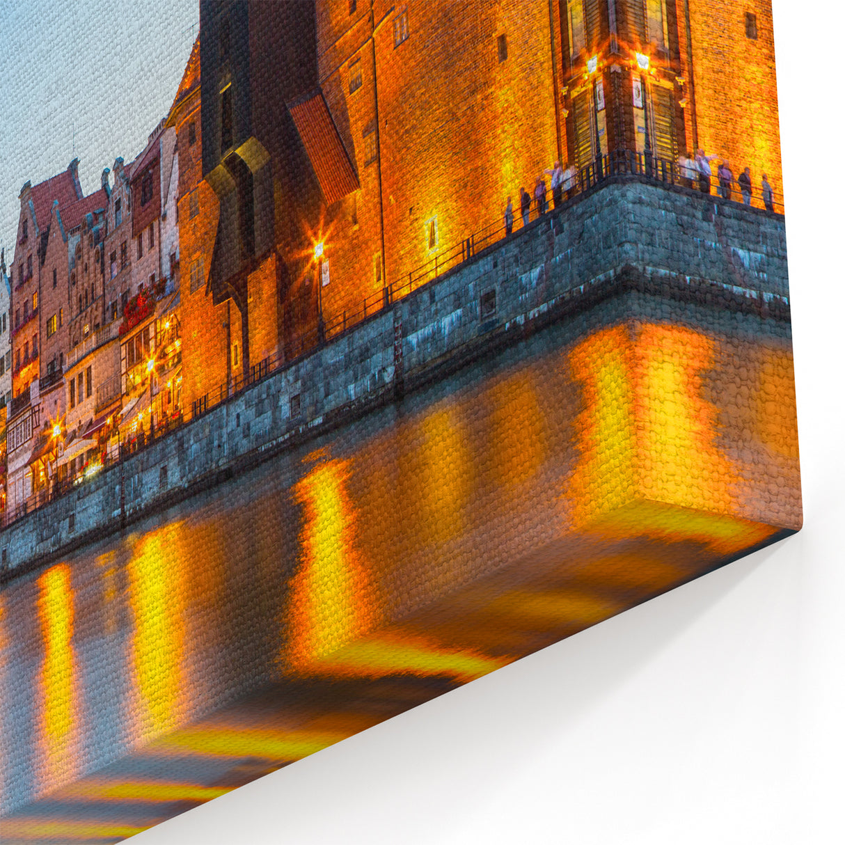 Warsaw Cityscape Art - Gdańsk Waterfront at Moonlit Night