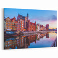 Polish Landscape Paintings - Gdańsk Waterfront Reflection at Dawn