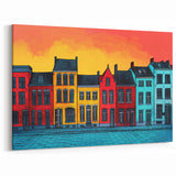 Polish Scenery Prints - Colorful Row Houses with Sunset Sky