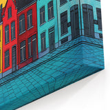 Polish Scenery Prints - Colorful Row Houses with Sunset Sky