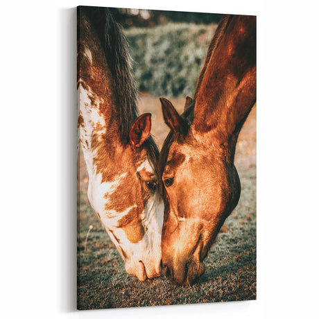 Heartfelt Horses Grazing Wall Art | Rustic Farmhouse Decor for Country Homes