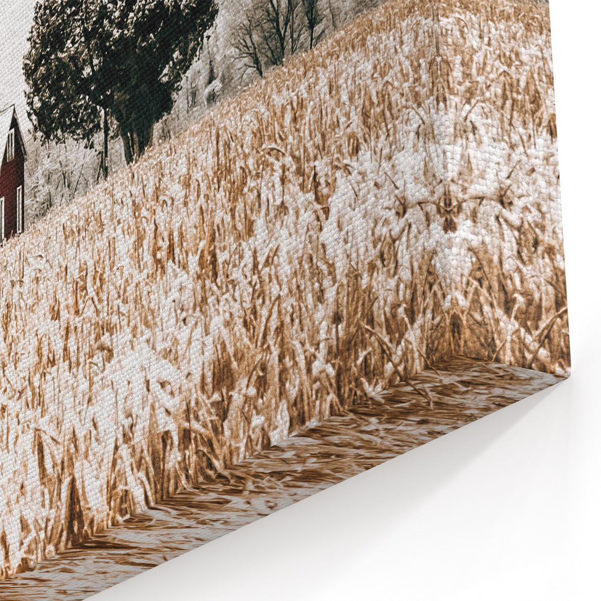 Snowy Farmhouse in Winter Wall Art | Rustic Farmhouse Decor for Homes