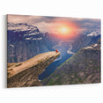 Fjords of Norway Canvas - Scenic Trolltunga Cliff at Sunset