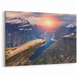 Fjords of Norway Canvas - Scenic Trolltunga Cliff at Sunset