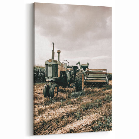 Vintage Tractor in Field Wall Art | Rustic Farmhouse Decor for Country Homes