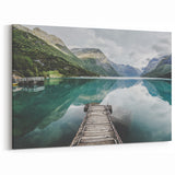 Fjords of Norway Canvas - Serene Mountain Pier and Reflective Water